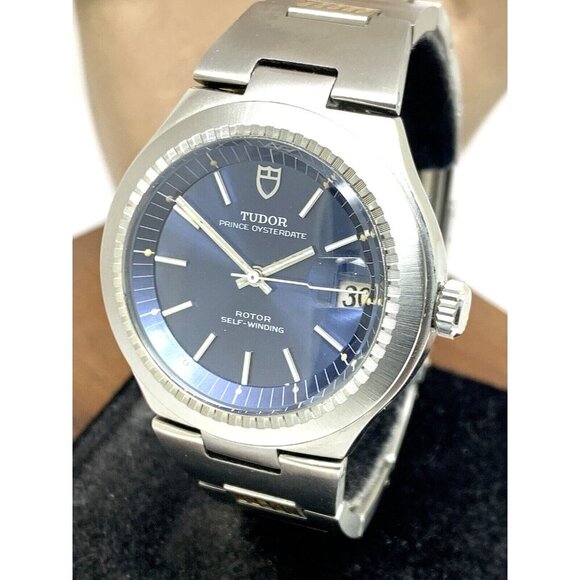 Tudor Mens Watch 9101/0 Vintage Prince Oysterdate Swiss Automatic Blue Dial 38mm - Picture 1 of 15